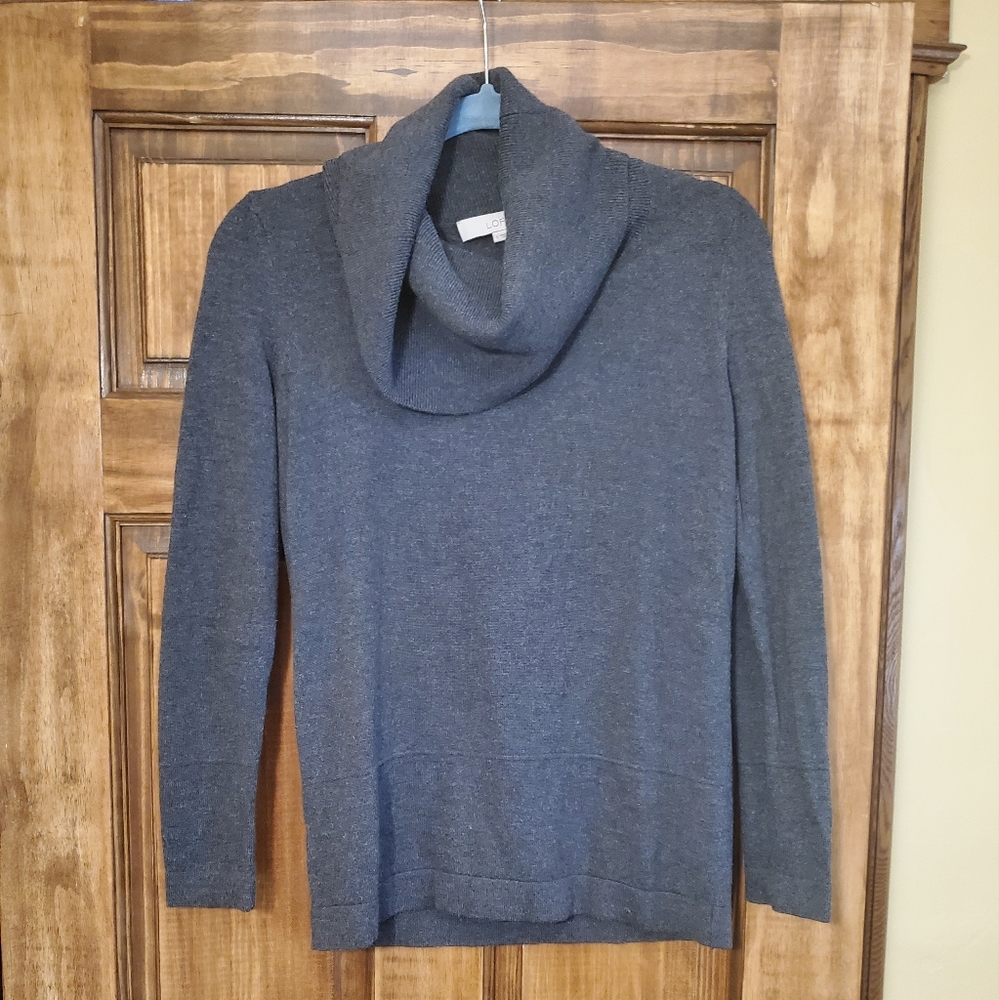 Ann Taylor Loft Gray Cowl Turtleneck Sweater